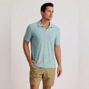Free Fly Apparel Men’s Bamboo Slub Polo II - Ocean Mist - Large